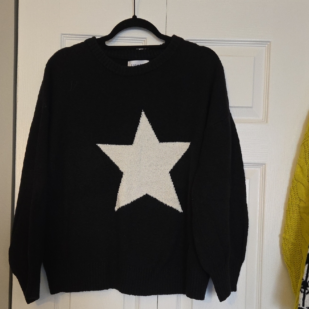 POPSUGAR Black Sweater with White Star